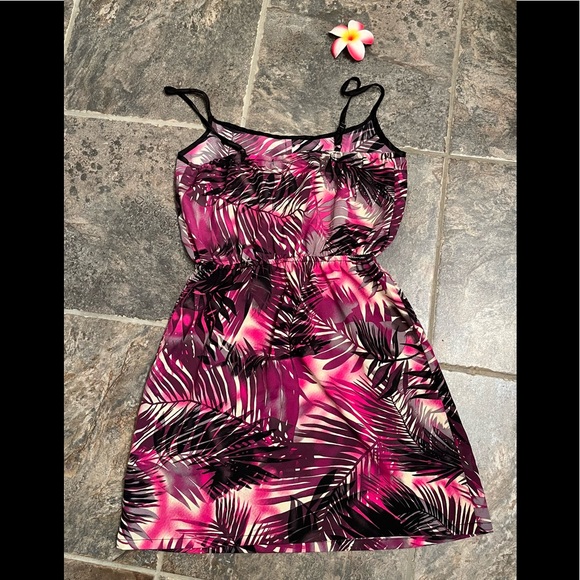 🌴 Forever 21 Tropical Foliage Print Tank Dress Sz Small EUC - Picture 7 of 11